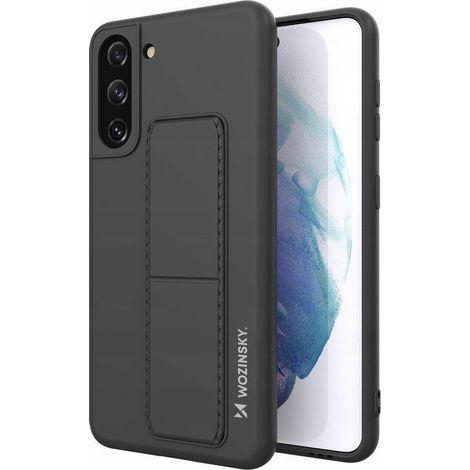 Custodia Wozinsky Kickstand in silicone con supporto per Samsung Galaxy S21+ 5G, colore nero (1/5)