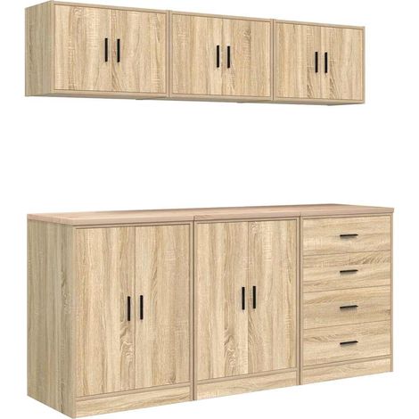 Maison Exclusive - Armadi da Garage 6 pz Rovere Sonoma in Legno Multistrato (1/5)
