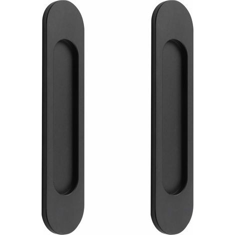 Poignée de porte coulissante ovale autocollante, sans poinçon, adaptée aux portes de grange coulissantes, fenêtres, placards (18 cm noir) (1/4)