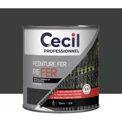 Peinture Fer Glycéro Cécil Professionnel PE FER Noir Mat 0,5 L (1/2)