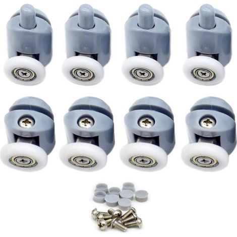 Roulette porte coulissante douche 23mm – Acier inoxydable et plastique PA – 8 roulettes pour portes en verre 4-6mm – Installation facile (1/5)