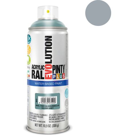 Pintyplus Aérosol Gris Argent Ral 7001 Base Aqueuse, Séchage Rapide, Haute Adhérence - Pinty Plus (1/3)