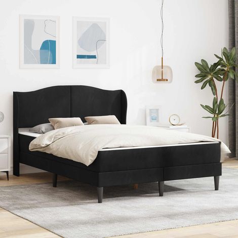 vidaXL Cadre de lit avec tête de lit Noir 160 x 200 cm Velours (1/5)