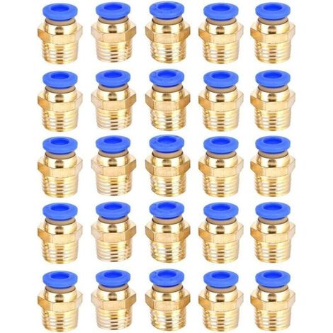 Lot de 25 raccords rapides G1/4 pc6-02 pour tuyau et outils pneumatiques (1/5)