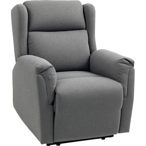 Poltrona relax reclinabile in lino grigio scuro con molle insacchettate, portata 150 kg (1/5)