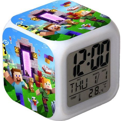 Réveil numérique multifonction Minecraft Édition LED