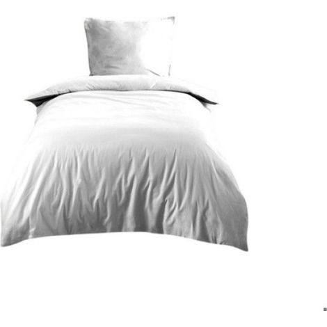 Housse de couette en coton 140 x 200 cm uni Edenne blanc (1/2)
