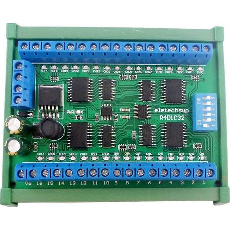 Contrôleur Modbus RS485 RTU 32 canaux pour automate programmable, relais, interrupteur, LED et moteur, boîtier DIN35 C45, 12 V/24 V CC, module de commande 300 mA pour automate programmable, relais, in (1/5)