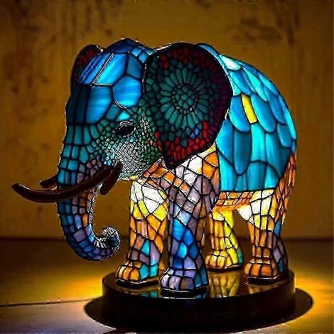 Lampe de table rétro en vitrail avec veilleuse pour bureau, idée cadeau (1/3)