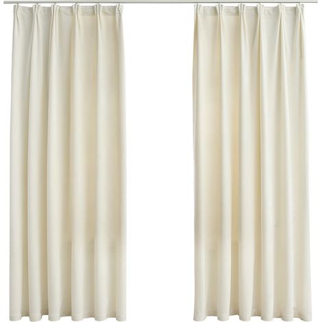 Maison Exclusive - Rideaux occultants avec crochets 2 pcs Velours Crème 140x175 cm (1/5)