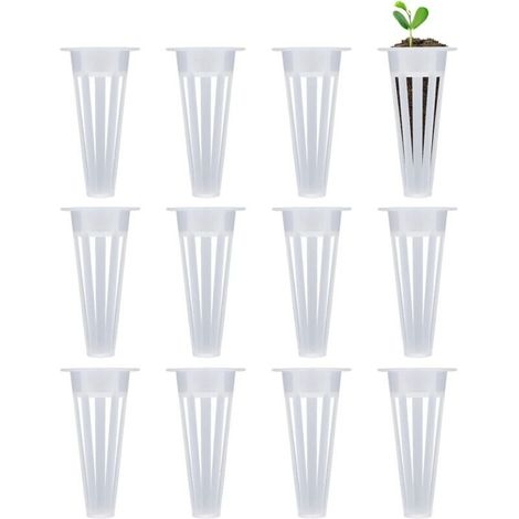 SHINING HOUSE12 Pièces Paniers de Culture de Remplacement, Hydroponique Pot, Plastique Hydroponique Pot Panier de Culture de Remplacement pour Hydroponie pour Plantes Pots en Filet en Plastique(Blanc) (1/4)
