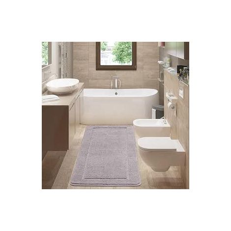 Tapis de Bain Microfibre Antidérapant 60x150 cm, Gris (1/5)