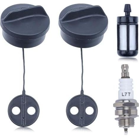 2 Pièces Bouchon de Réservoir pour Stihl FS38 FS45 FS55 FS56 FS80 FS81 FS85 FS88 FS120 Débroussailleuses, Essence avec Filtre à et Bougie d'Allumage Rechange - (1/5)