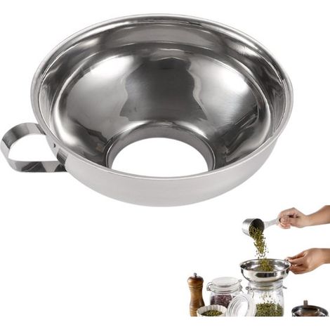 Entonnoir en acier inoxydable à large ouverture - Entonnoir à vinaigrette épais de grand diamètre - Entonnoir à huile - Argenté - Entonnoir à conserves en acier inoxydable - Argenté (1/5)