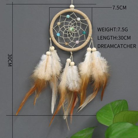 Colgante mini para coche con diseño de atrapasueños (beige). Ideal para Navidad, aniversarios y como regalo para cualquier ocasión. (1/2)
