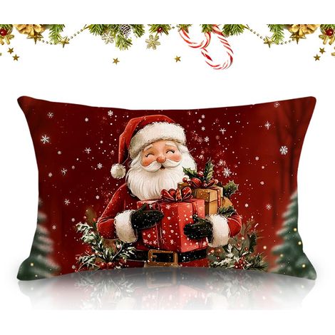 Housse Coussin Noel 30x50cm,Hiver Housse De Coussin Noel,Housse Coussins Canape En Lin,Housse De Coussin De Noel Rectangle,Housse Coussin Decoratif Canapé,Pour Maison Canapes Salon Decoratifs (E) (1/5)