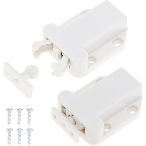 MUMU 6 Stück Schnellverschluss-Schrankverschlüsse zum Öffnen durch Drücken, nicht magnetisch, für Schubladen, Schränke, Möbel, Türen, Schränke, Schnellverschluss, weiß (1/4)