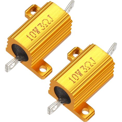 sourcing map Lot de 2 résistances bobinées en aluminium 10 W 3 ohms pour convertisseur LED avec poteau de tige 10W3RJ (1/4)