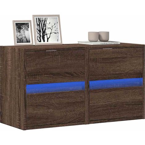 TV-Wandschränke LED-Beleuchtung 2 Stk. Eichen-Optik 41x31x45 cm