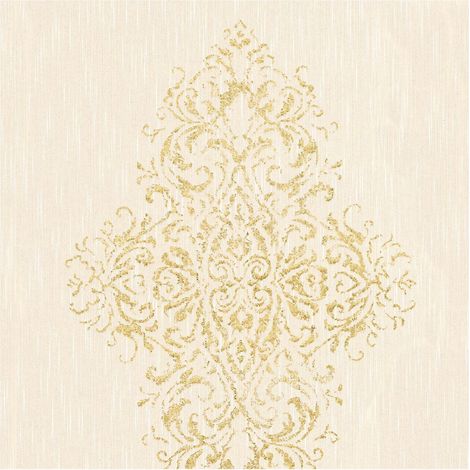 Baroque wallcovering wall Profhome 319452 textile wallpaper slightly textured baroque style matt cream gold 5.33 m2 (57 ft2) (1/5)