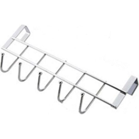 Support Pour Ustensiles De Cuisine - Acier Inoxydable - 5 Crochets - Pour Porte D'armoire Ou Mur - Lot De 1 (1/4)