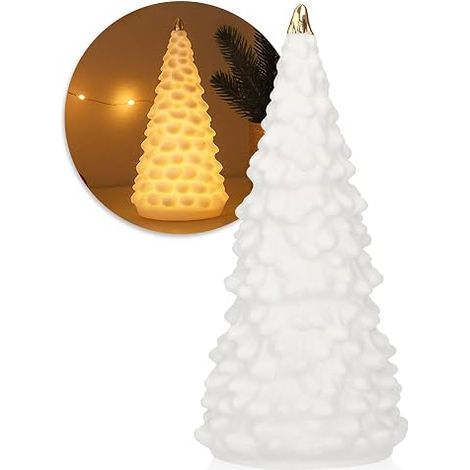 Sapin de Noël LED en porcelaine blanche arbre décoratif (1/5)