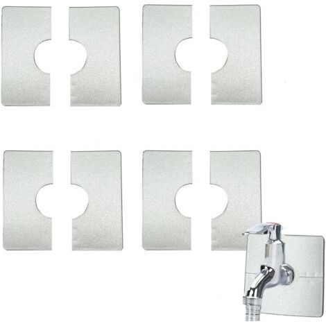 QORVA-Cache-tuyau de douche 28 mm, 4 pièces, plaque carrée fendue en plastique, cache décoratif amovible, argenté, pour robinets, tuyaux et décoration de tuyaux