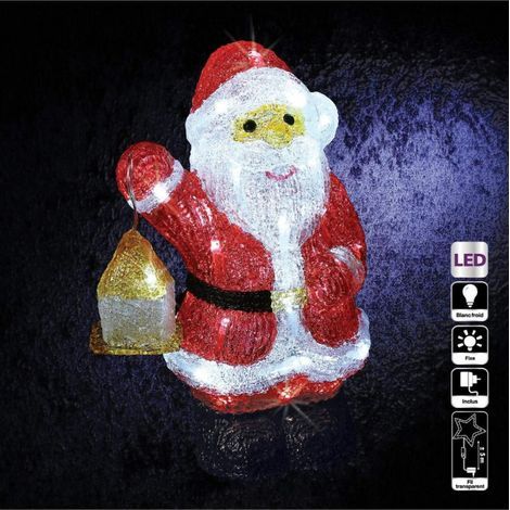 Fééric Lights And Christmas – Décoration lumineuse Père Noël avec lanterne 40 LED H 30 cm – Polystyrène rouge – Dimensions 19x13 cm – Pour intérieur et extérieur (1/5)