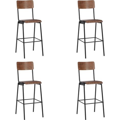 Chaises de bar lot de 4 contreplaqué solide et acier (1/5)
