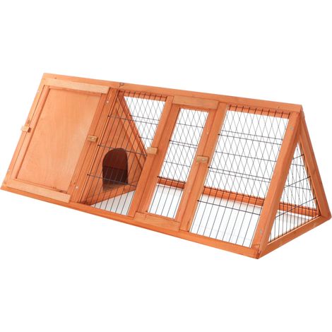 Conigliera triangolare con 2 porte e recinto esterno, per conigli lepri piccoli animali (1/5)