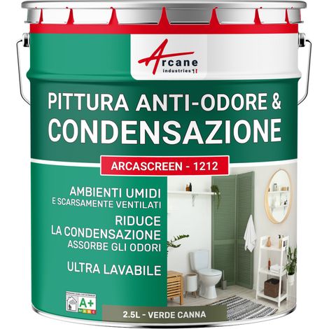 Pittura Termica Anticondensa e Antimuffa per Pareti Umide : ARCASCREEN - 1212 - 2,5 L Verde giunco - RAL 6013 - ARCANE INDUSTRIES