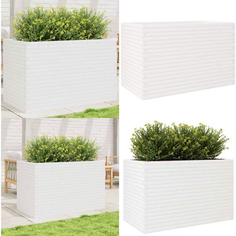 Pflanzkübel Weiß 110x60x68,5 cm Massivholz Kiefer - Kiefernholzkübel - Holzpflanzetopf - Balkonpflanzenbehälter - Gartendekoration - Blumentopfe Weiß - Home & Living