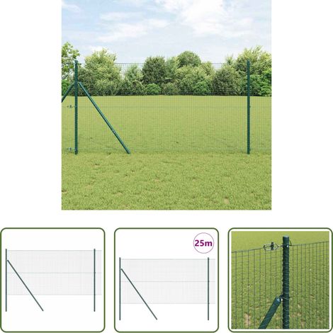 vidaXL Clôture moderne - Poteau de clôture. Vert 25 x 1,4 m (maille de 25 x 25 mm) (1/5)