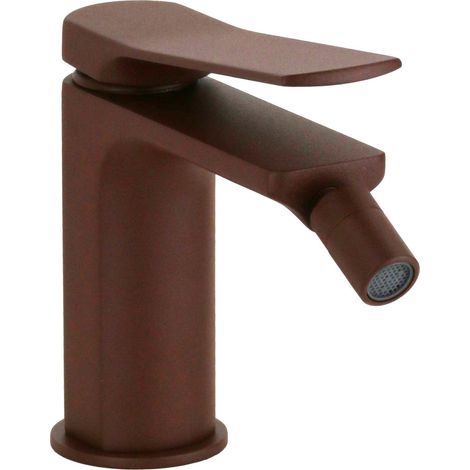 Rostfarbene Bidetarmatur mit schrägem Hebel und Klick-Klack-Ablaufgarnitur Pollini Kora Color MXBIMCLMCA4  Rost