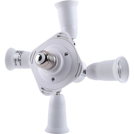 Adaptateur ampoule E27 5-en-1 réglable, support double douille, séparateur rotatif, convertisseur de culot, multiprise LED, 220V, étanche, robuste, pour lampe, plafonnier, économique. (1/5)