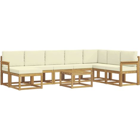 Outdoor Sofa Set with Cushion 9 pcs White and Cream vidaXL (1/5)