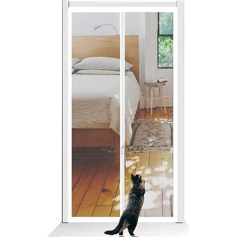 Tenda zanzariera 120 cm x 220 cm, con cerniera e chiusura magnetica, per balcone (95 x 220 cm)