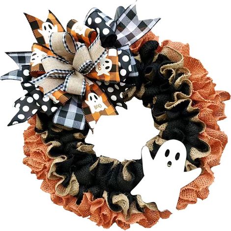 Couronne D'automne - Couronne De Porte En Jute Naturelle Avec Nœuds - Pour Décoration De Thanksgiving Et Récolte - Diamètre 40 Cm - 1 Pièce (1/3)