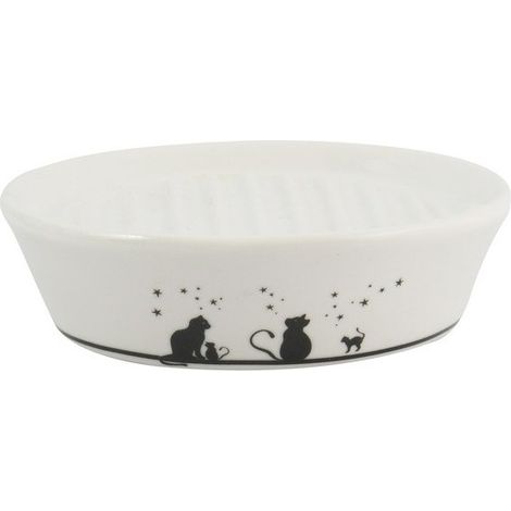 Jabonera de Cerámica GATITOS Blanco y Negro MSV