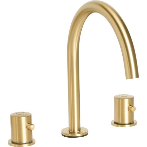 Grifo mezclador para lavabo de latón dos mandos accesorios de baño plateado dorado