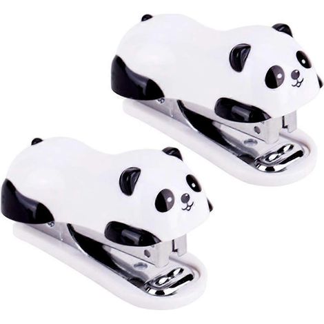 Lot de 2 agrafeuses portables Panda - Petite agrafeuse de bureau mignonne en forme de panda pour la maison ou le bureau (1/4)