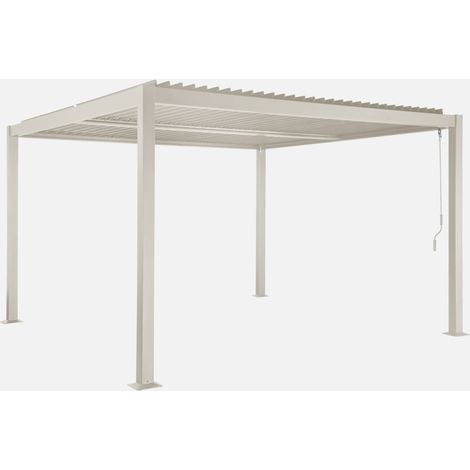 Pérgola bioclimática de aluminio y acero con lamas orientables, 3,6x3,6m