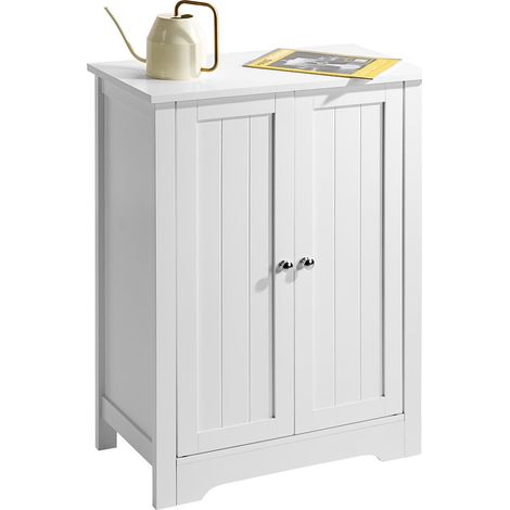 Mobiletto Armadietto Bagno 2 Ante Mobile Armadio in Legno MDF Bianco 60x30x80cm (1/5)