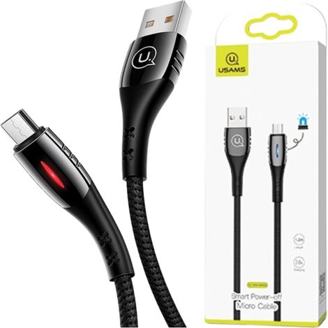 Usams Geflochtenes Kabel U-Tone microUSB 1,2 m Power-off 2A Schnellladung schwarz/schwarz SJ346USB01 (US-SJ346) (1/5)