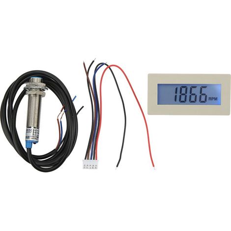 Tachomètre numérique LCD 10‑9999 RPM avec capteur Hall, mesure précise, alimentation DC 8‑24V (1/5)