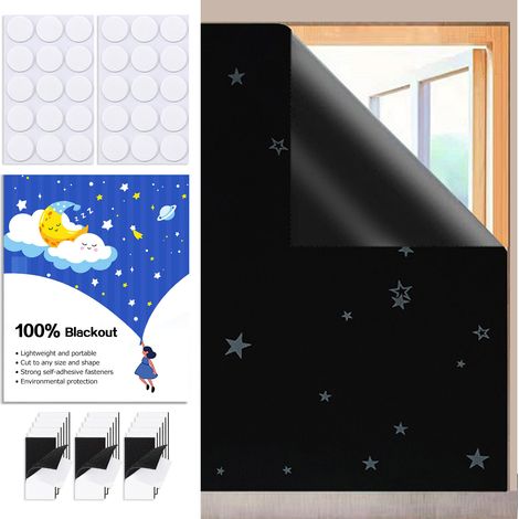 Rideau occultant sans perçage 200x148 cm – Tissu oxford 420D – 100% blackout – Anti chaleur – Installation facile sans traces (1/5)