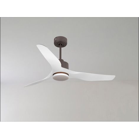 Le super destratificateur et ventilateur HVLS Ouray, 223 Cm design chrome pales bois sombre , wifi thermostat. (1/5)