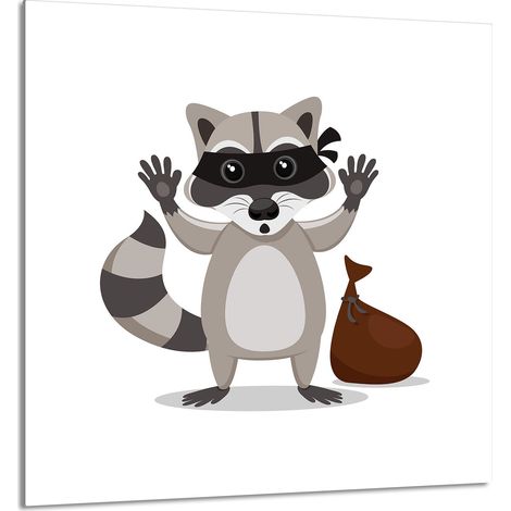 PANNELLO IN VETRO PER CUCINA 60x65 Raccoon (1/5)