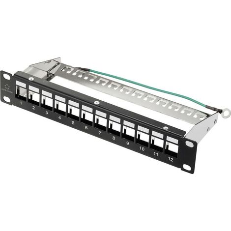 Trywise RF-4996626 12 ports Panneau de brassage 254 mm (10") non équipé 1 UH noir non équipé W062922 (1/4)