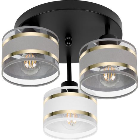 Plafoniera nera con paralumi, in metallo industriale, 3xE27, illuminazione LED moderna per soggiorno, cucina, camera da letto, cameretta dei bambini, loft (1/5)
